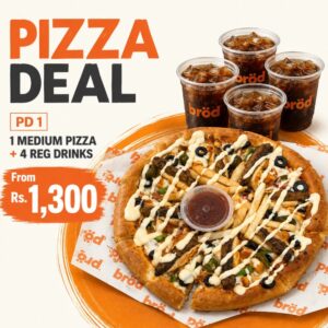 Pd 1 Medium Pizza + 4 Reg Drinks